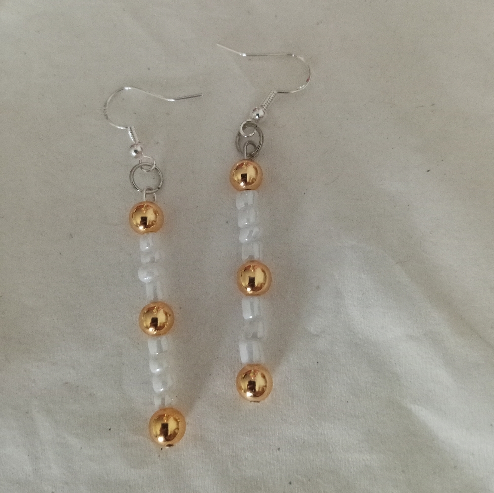 New sterling silver and gold Dangling earrings hand crafted
